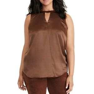 Lauren Ralph Lauren silk sleeveless top chocolate mousse size16W‎